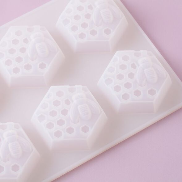 Upside down 6 Cavity Honeycomb Silicone Mold for Soap Making