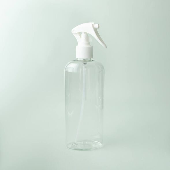 8 oz Clear Oval Bottle with White Trigger Spray Cap