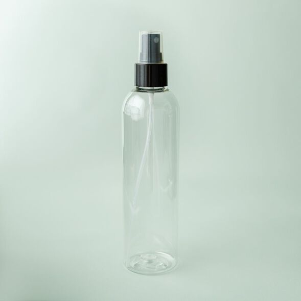 8 oz Clear Cosmo Bottle with Black Spray Cap