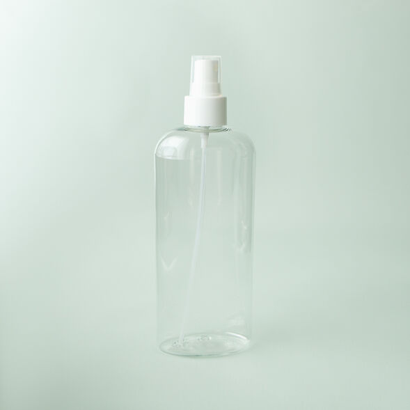 8 oz Clear Oval Bottle with White Spray Cap