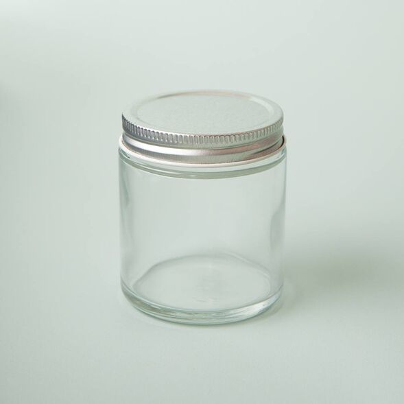 4 oz Clear Glass Jar with Silver Lid