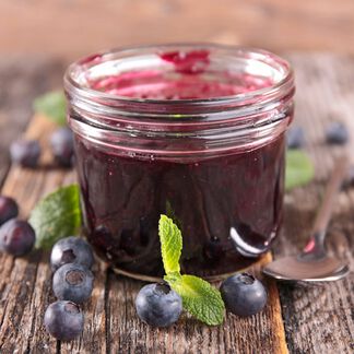 Blueberry jam in a jar