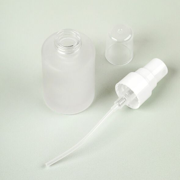 1 oz Frosted Glass Bottle with White Spray Top