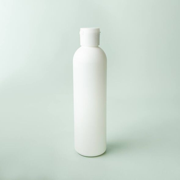 8 oz White Cosmo Bottle with White Flip Cap