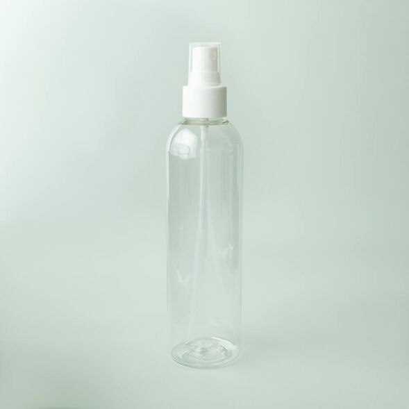 8 oz Clear Cosmo Bottle with White Spray Cap