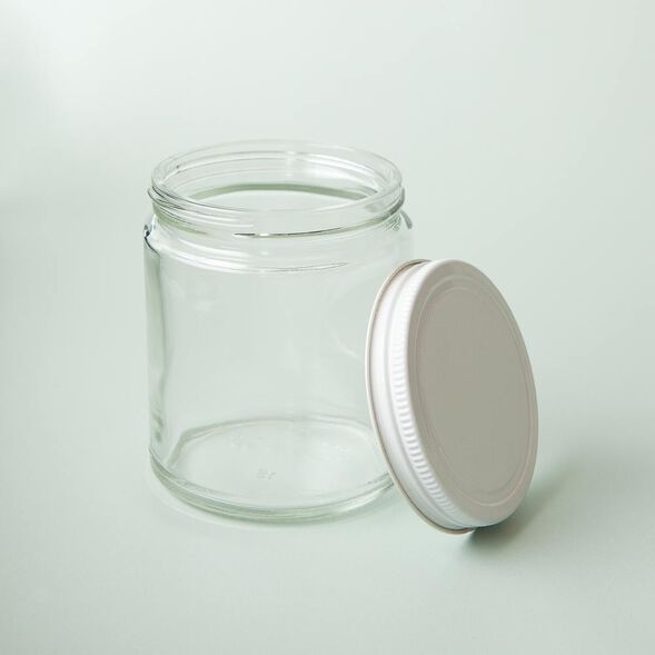 9 oz Clear Glass Jar with White Lid