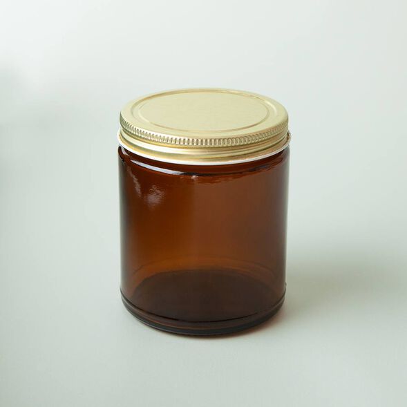 9 oz Amber Glass Jar with Gold Lid