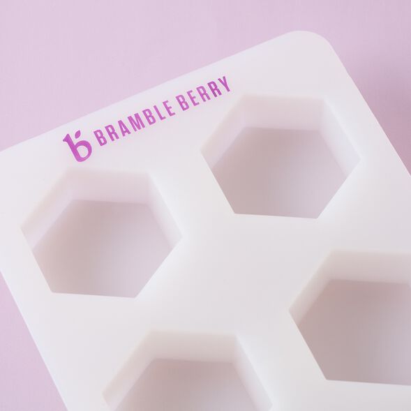 Close up of a 4 Cavity Hexagon Silicone Mold for Soap Making