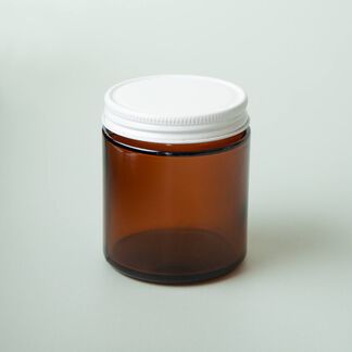 4 oz Amber Glass Jar with White Lid - 4