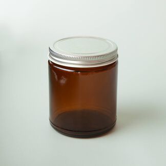 4 oz Amber Glass Jar with Silver Lid - 4