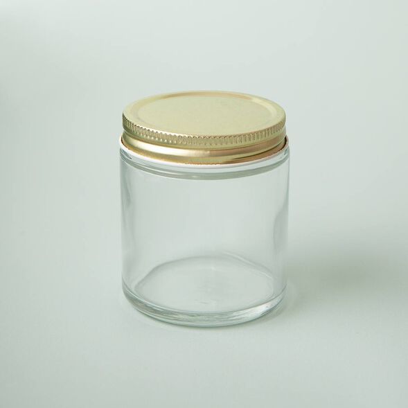4 oz Clear Glass Jar with Gold Lid