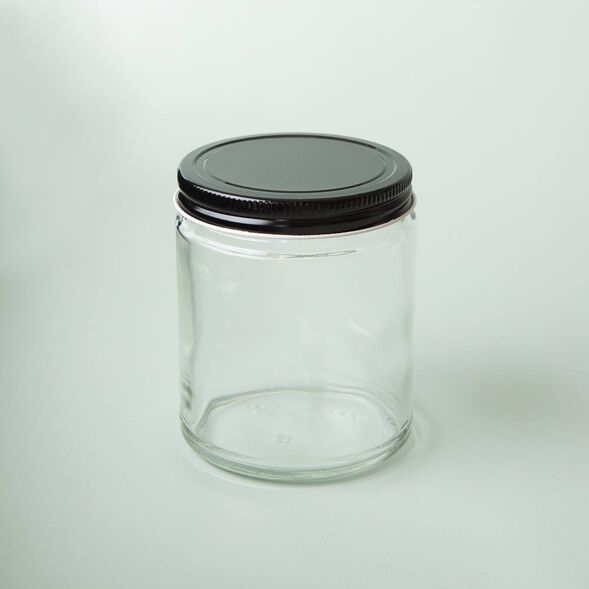 9 oz Clear Glass Jar with Black Lid