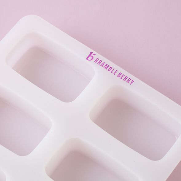 Close up of a 6 Cavity Silicone Rectangle Mold for Soap Making