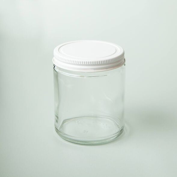 9 oz Clear Glass Jar with White Lid