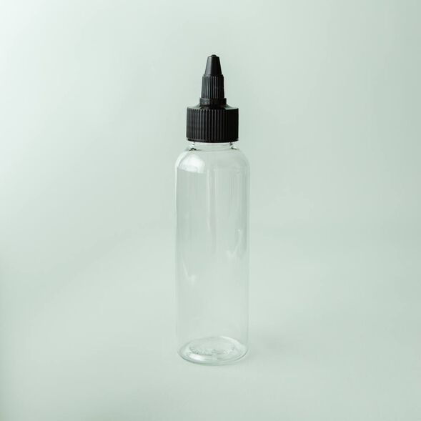 4 oz Clear Cosmo Bottle with Black Twist Cap