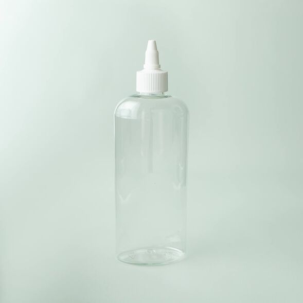 8 oz Clear Oval Bottle with White Twist Cap