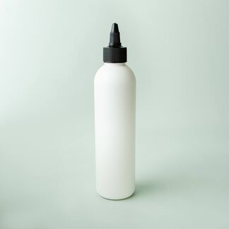 8 oz White Cosmo Bottle with Black Twist Cap - 1