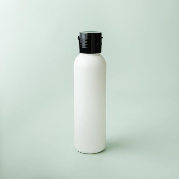 4 oz White Cosmo Bottle with Black Flip Cap
