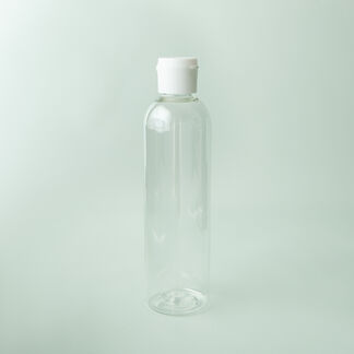 8 oz Clear Cosmo Bottle with White Flip Cap - 1