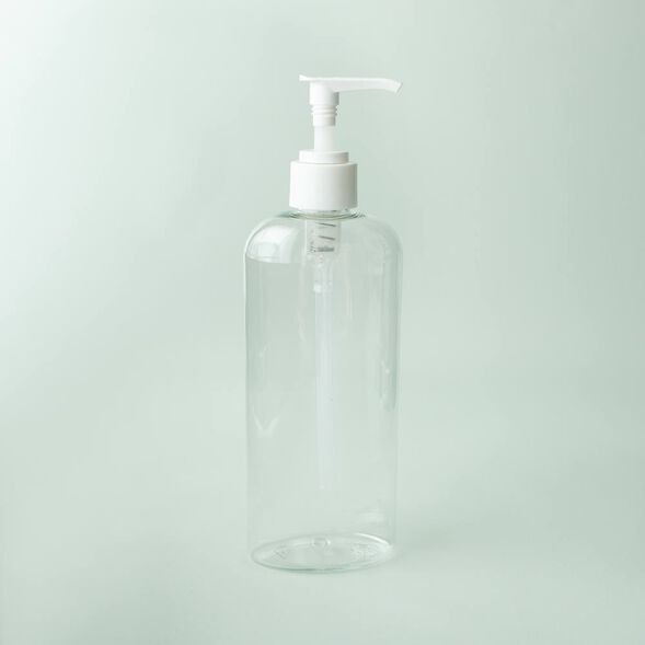 8 oz Clear Oval Bottle with White Pump Top