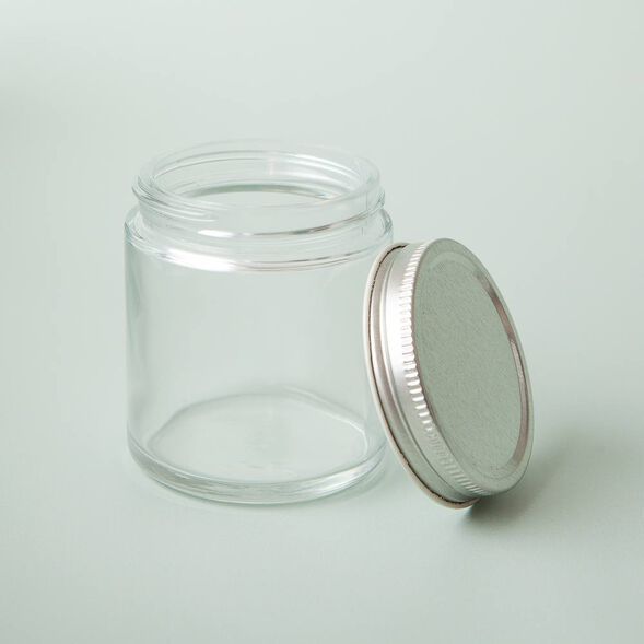 4 oz Clear Glass Jar with Silver Lid
