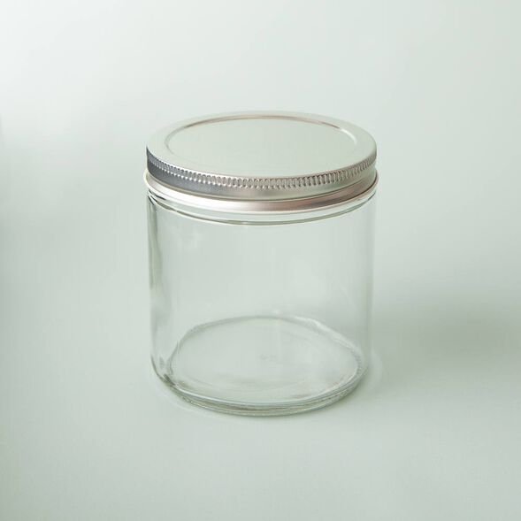 16 oz Clear Glass Jar with Silver Lid