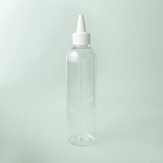 8 oz Clear Cosmo Bottle with White Twist Cap - 10