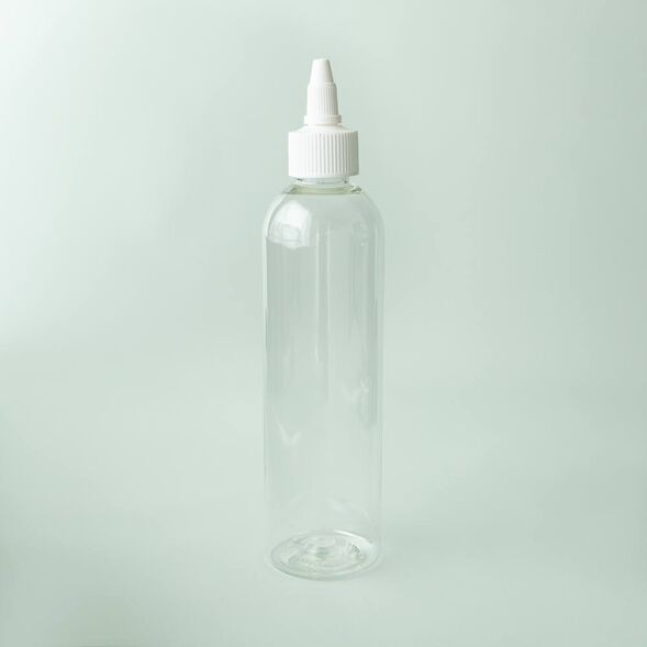8 oz Clear Cosmo Bottle with White Twist Cap