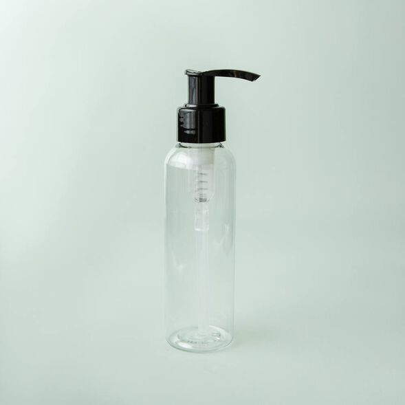 4 oz Clear Cosmo Bottle with Black Pump Top