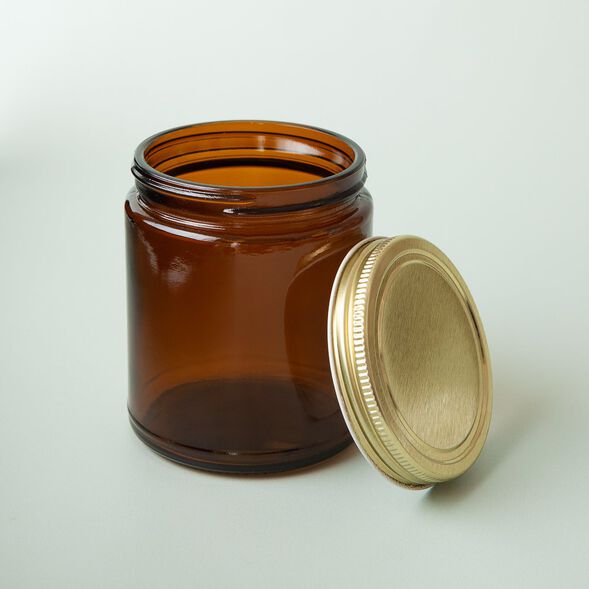 9 oz Amber Glass Jar with Gold Lid