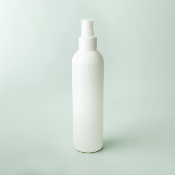 8 oz White Cosmo Bottle with White Spray Cap