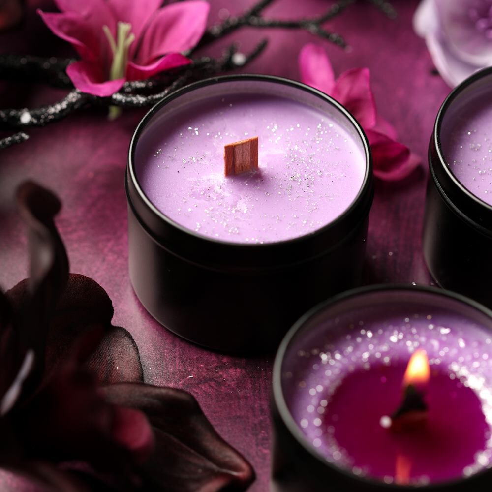 Blueberry Pumpkin Wooden Wick Fall Scented Amber Jar Candle Wax Melts Violet You’re Turning Violet
