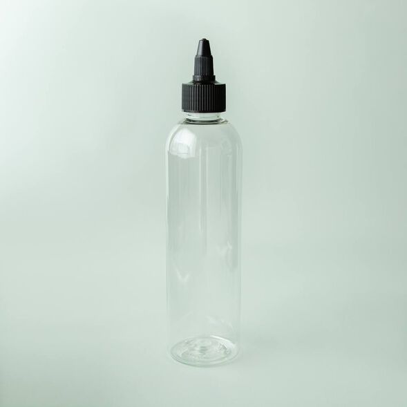 8 oz Clear Cosmo Bottle with Black Twist Cap
