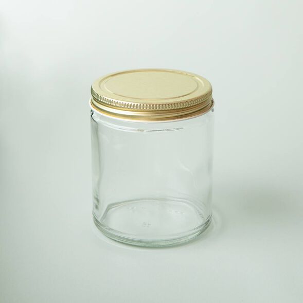 9 oz Clear Glass Jar with Gold Lid