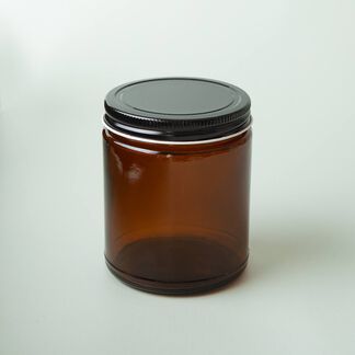 9 oz Amber Glass Jar with Black Lid - 4
