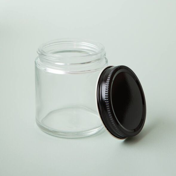 4 oz Clear Glass Jar with Black Lid