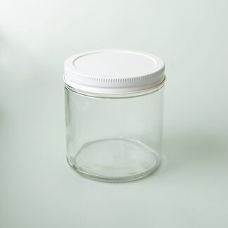 16 oz Clear Glass Jar with White Lid - 4