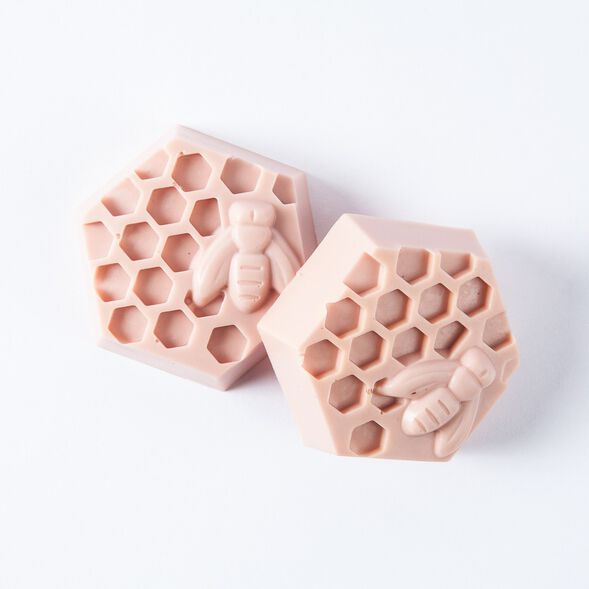 Close up of a 2 Cavity Honeycomb Silicone Mold for Soap Making