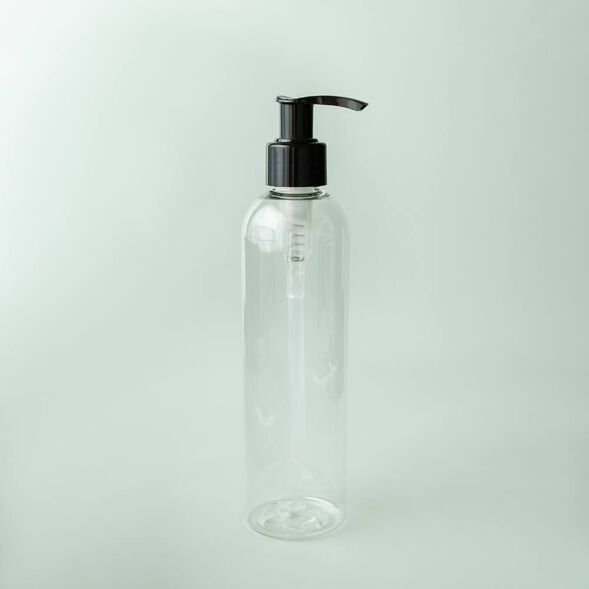 8 oz Clear Cosmo Bottle with Black Pump Top
