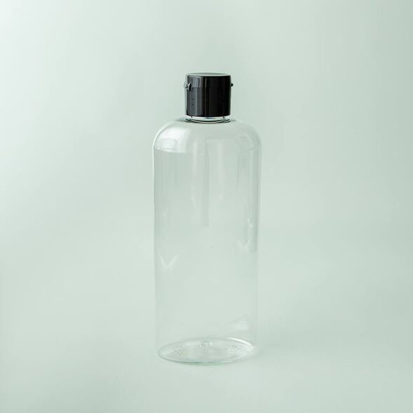 8 oz Clear Oval Bottle with Black Flip Cap