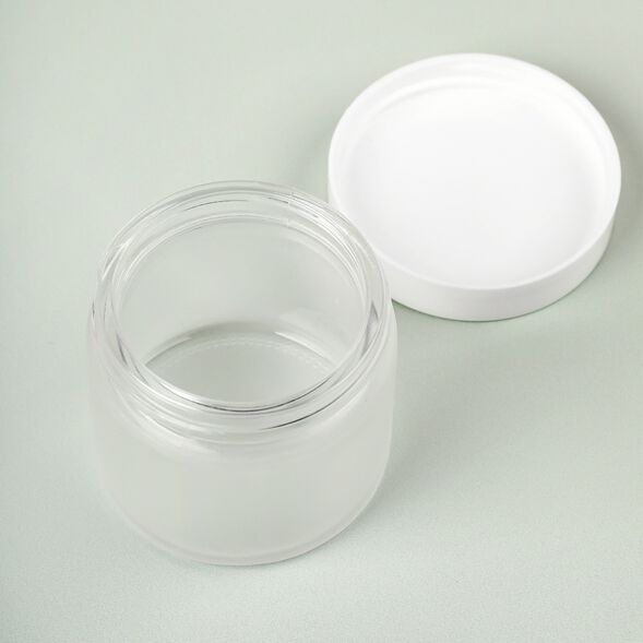 2 oz Frosted Glass Jar with White Cap