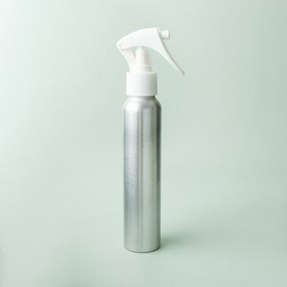 4 oz Brushed Aluminum Bottle with White Trigger Spray Cap - 10