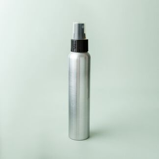 4 oz Brushed Aluminum Bottle with Black Pump Spray Cap - 10