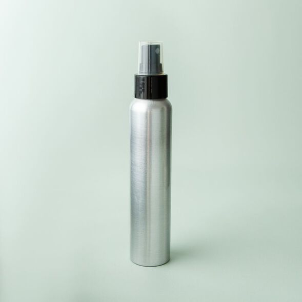 4 oz Brushed Aluminum Bottle with Black Spray Cap