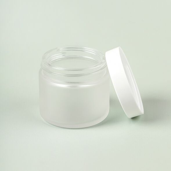 2 oz Frosted Glass Jar with White Cap