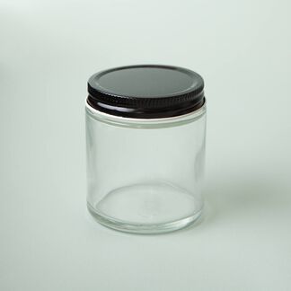 4 oz Clear Glass Jar with Black Lid - 4