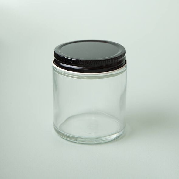 4 oz Clear Glass Jar with Black Lid