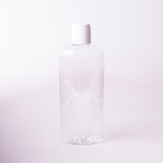 8 oz Clear Bottle with White Disc Cap - 1