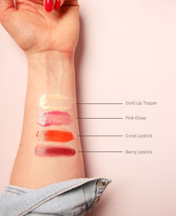 lipstick and gloss swatches | Bramble Berry