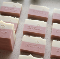 pink and white bars of soap